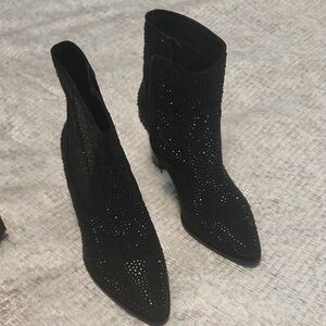 Crown Vintage Black Sparkle Ankle Boots- NEW